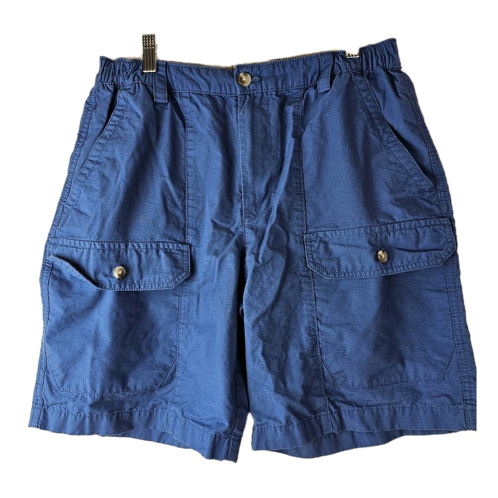 Van Heusen Traveler Blue Cargo Shorts Men's 32x9 Ripstop 100% Cotton Classic Fit